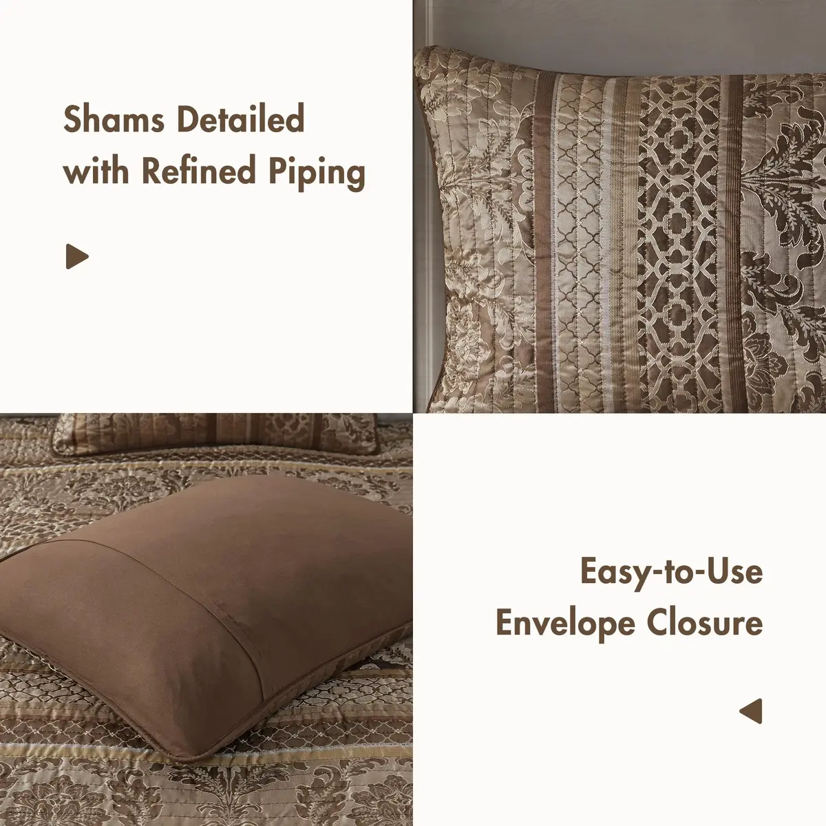 Madison Park Bellagio Jacquard Quilt Set King/Cal King | Geometric Damask Pattern, Lightweight for Summer & Layering - view 5