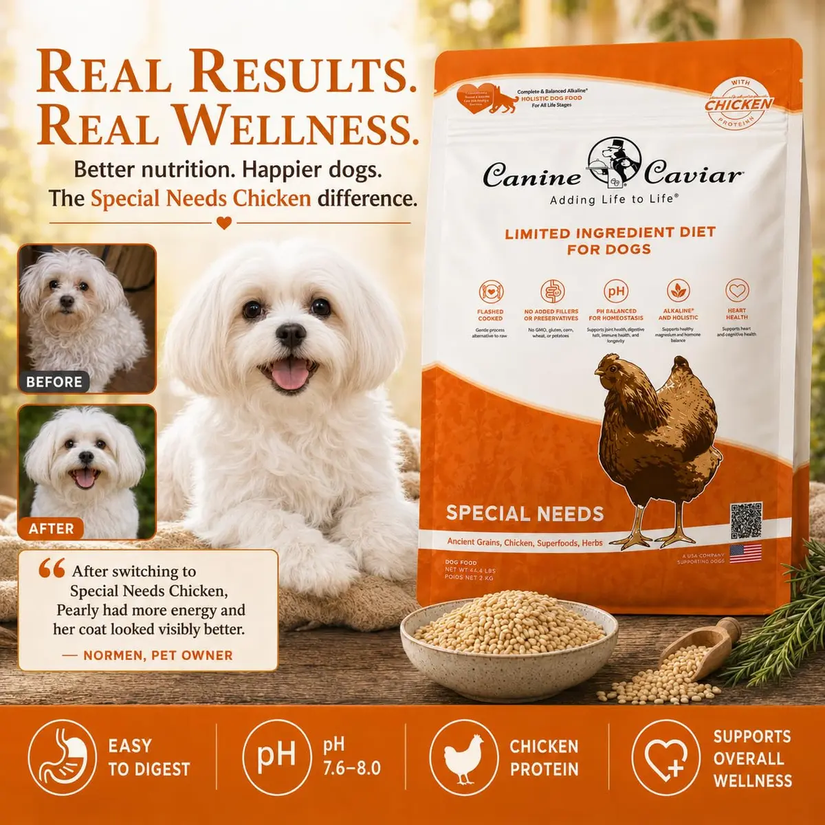 Canine Caviar Special Needs Dry Dog Food Chicken & Brown Rice 4.4 lb | Alkaline, Sensitive Digestive Support - view 6