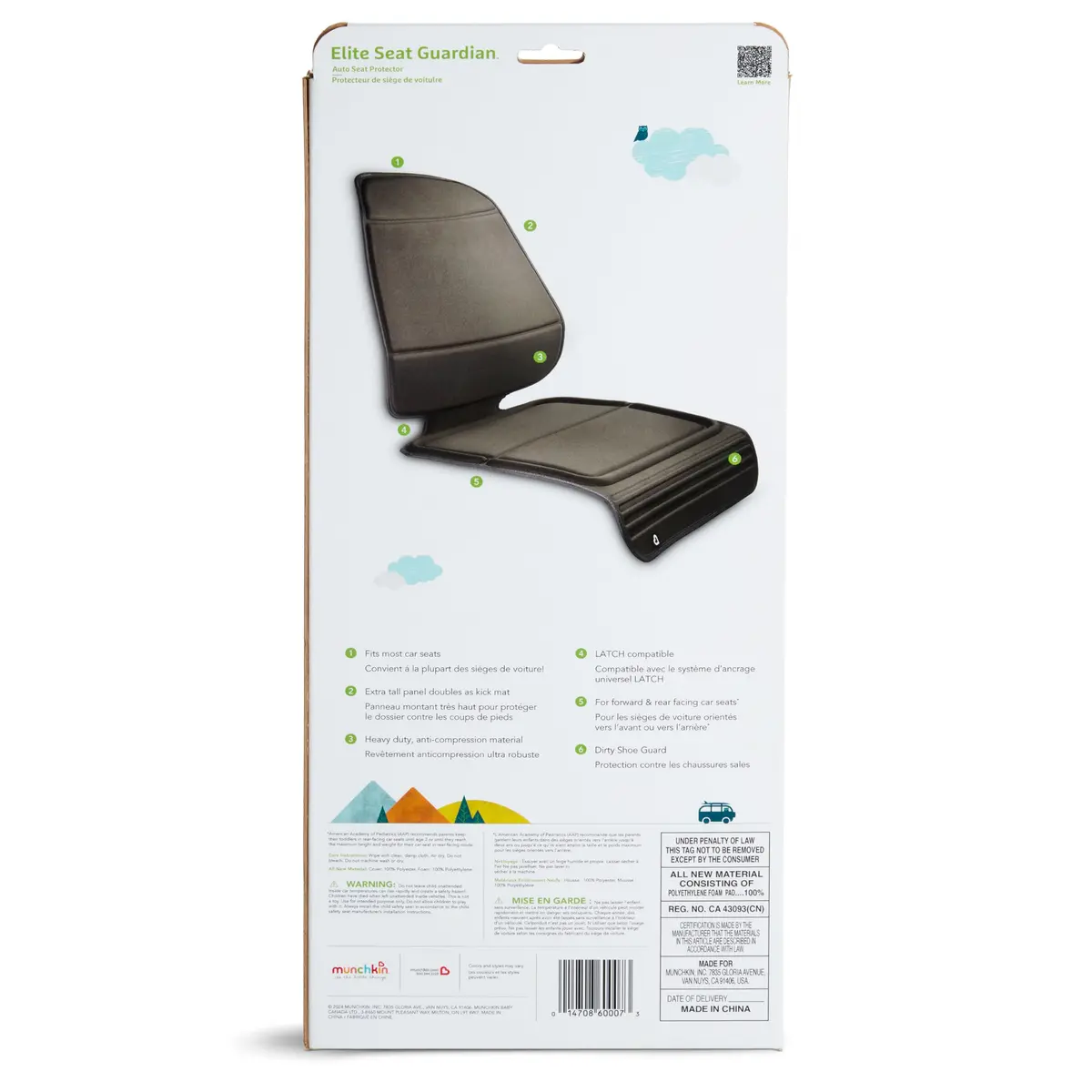 Munchkin Elite Seat Guardian Car Seat Protector, Dark Grey | Universal Fit for Vehicle Seats from Birth to 8 Years - view 6