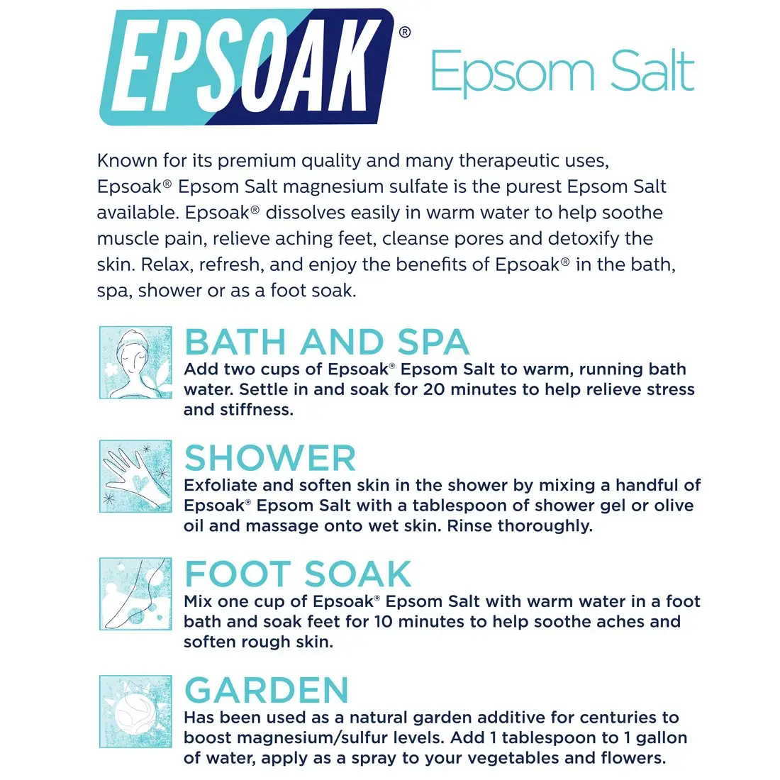 Epsoak Epsom Salt 2 lb (907 g) Magnesium Sulfate USP | Cruelty-Free Certified Bath Soak - view 7