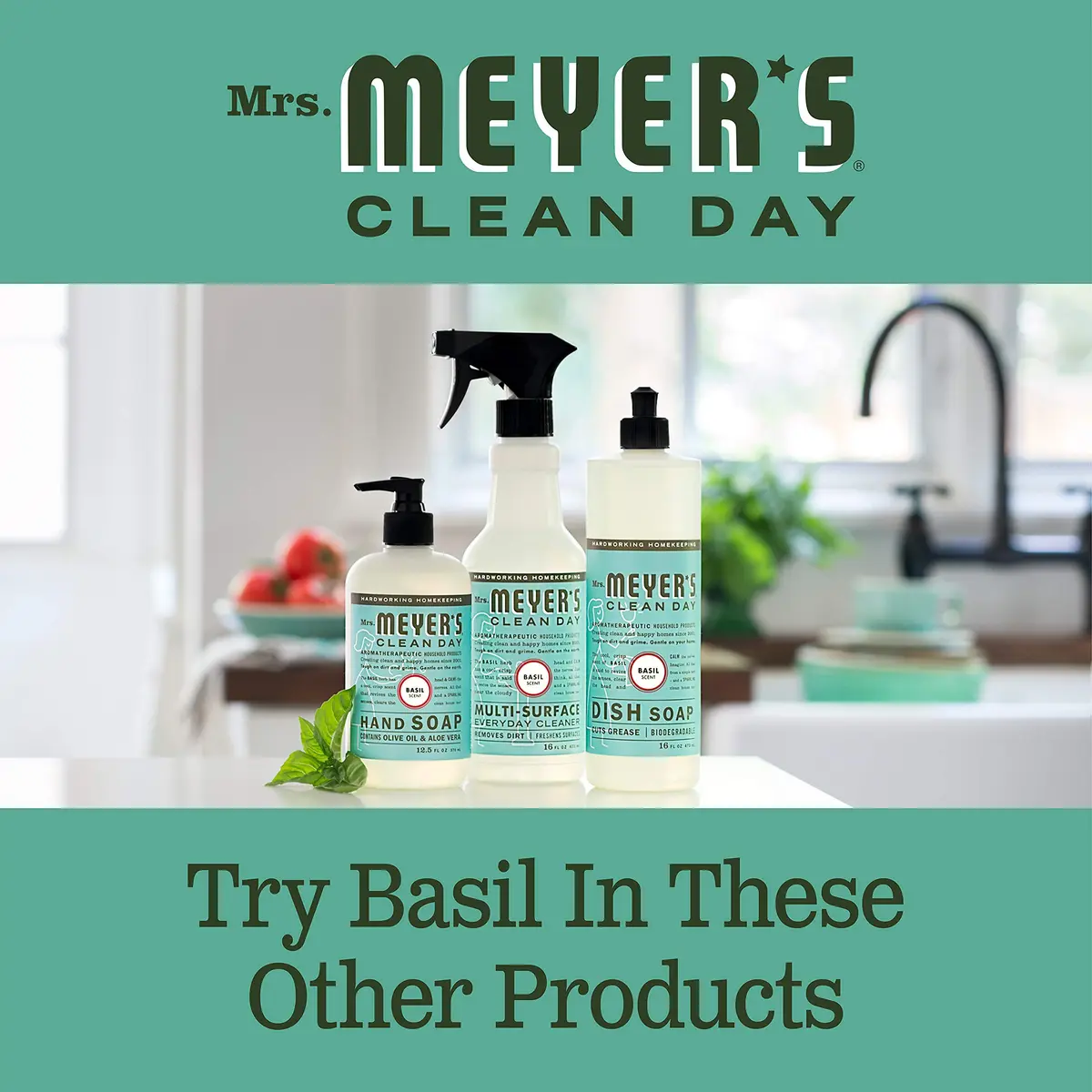 Mrs. Meyer's Clean Day Basil Hand Soap 370ml (12.5 Fl Oz) | Gentle & Moisturizing - view 9