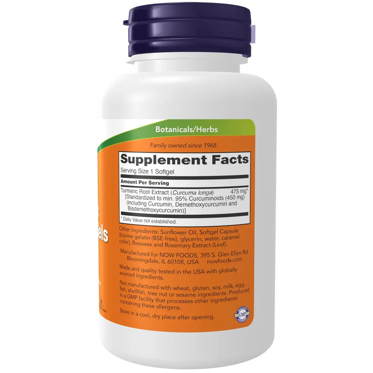 NOW Supplements Turmeric Curcumin 60 Softgels | Standardized Extract with 95% Curcuminoids - view 2