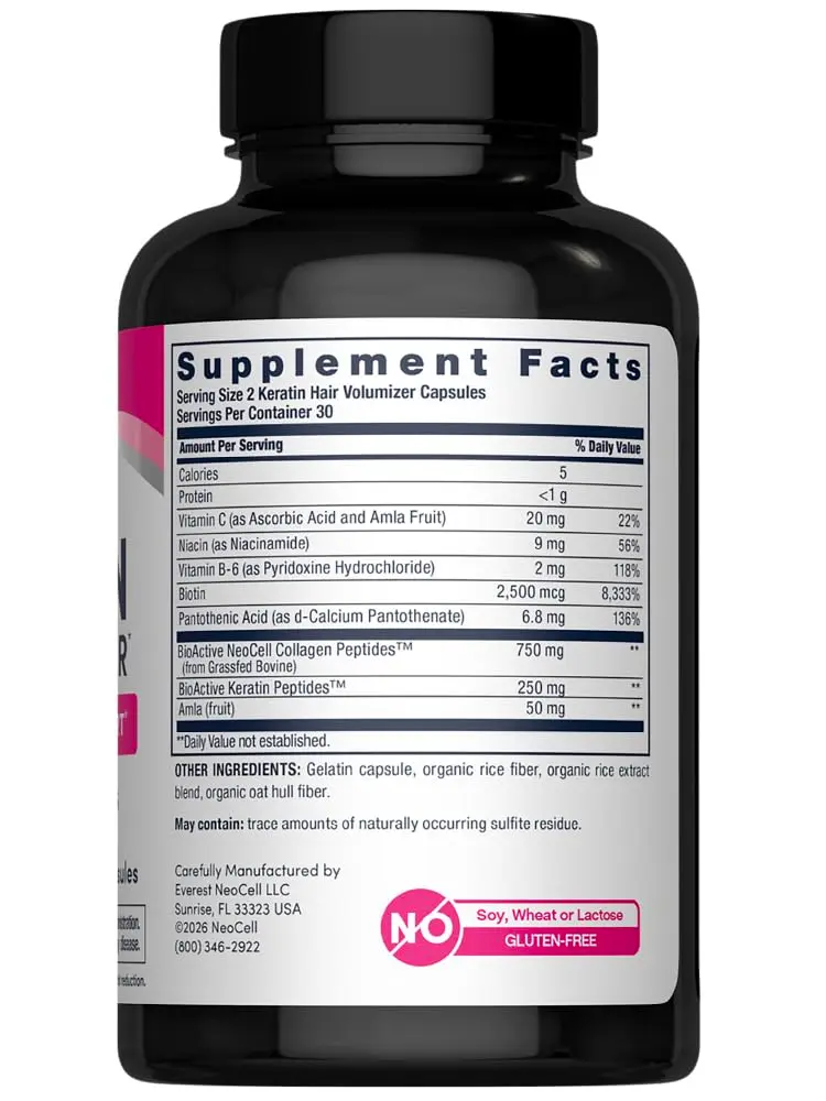 NeoCell Keratin Hair Volumizer 60 Capsules | Hair, Skin & Nails Support - view 2