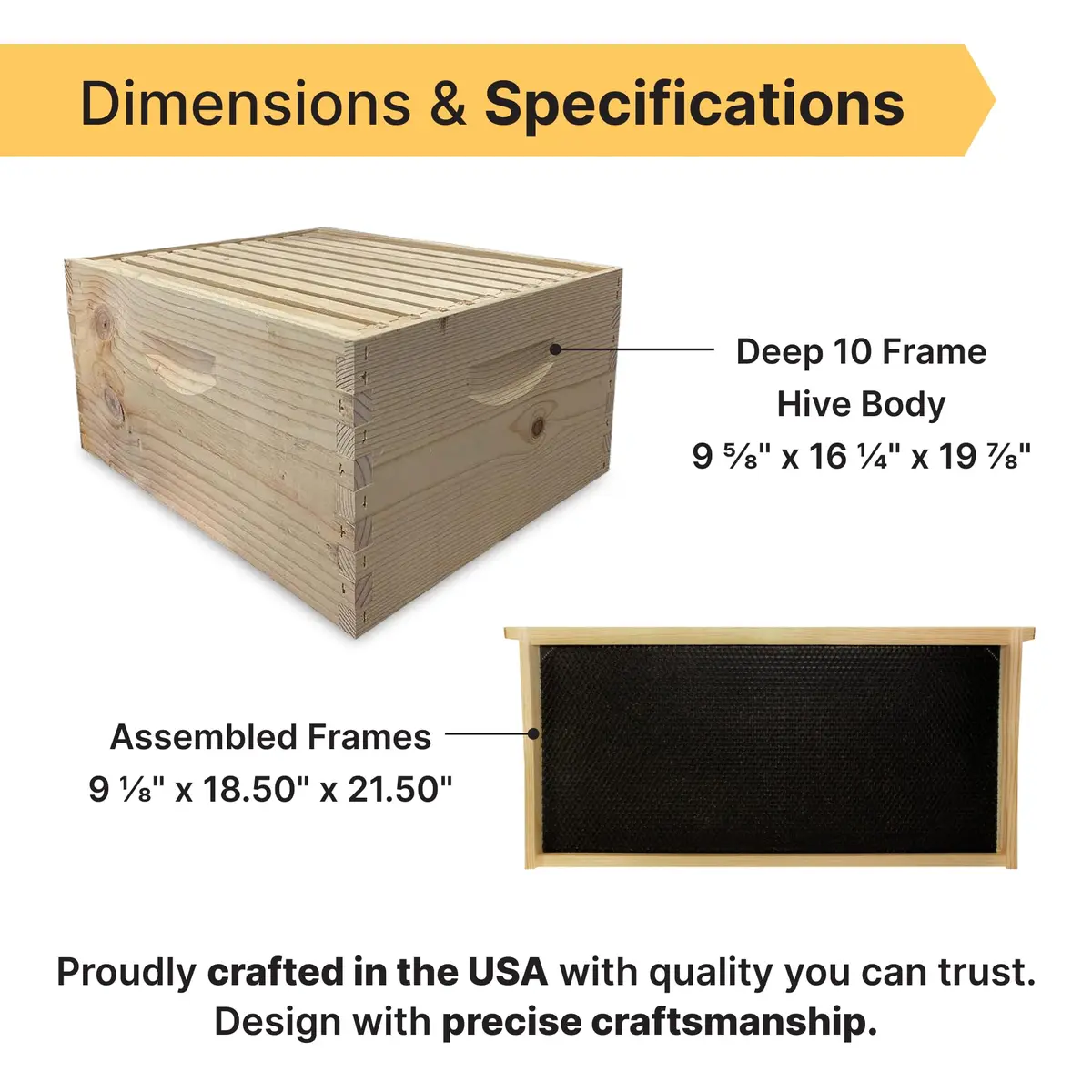 Mann Lake 10-Frame Deep Hive Kit, 9⅝" Bee Hive Body, Unpainted | Durable Pine, Ready to Use - view 7