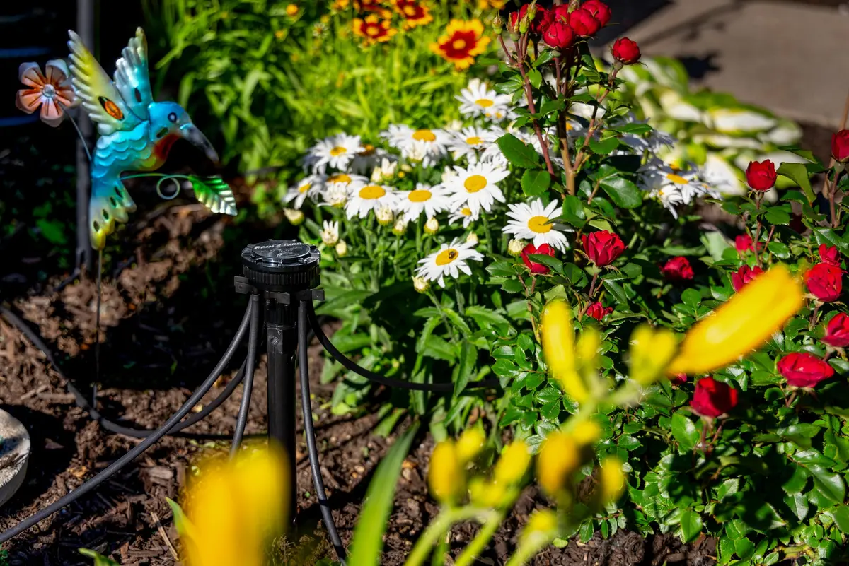 Rain Bird 9-Port Drip Manifold 1/2" NPT x 1/4" Drip, 25 PSI Adjustable Flow, Black | Connects up to nine 1/4" Drip irrigation tubes to a 1/2" riser - view 7