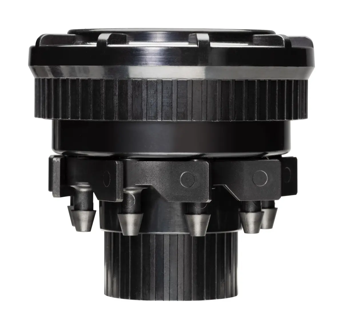 Rain Bird 9-Port Drip Manifold 1/2" NPT x 1/4" Drip, 25 PSI Adjustable Flow, Black | Connects up to nine 1/4" Drip irrigation tubes to a 1/2" riser - view 2