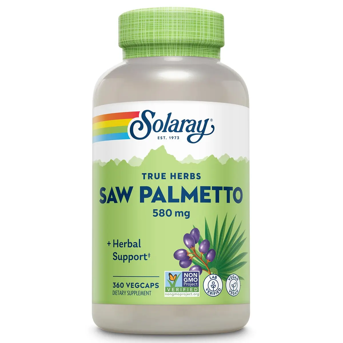 SOLARAY Saw Palmetto Berries 580 mg | Vegan, Gluten-Free Herbal Supplement for Men & Women (360 VegCaps) - main product image