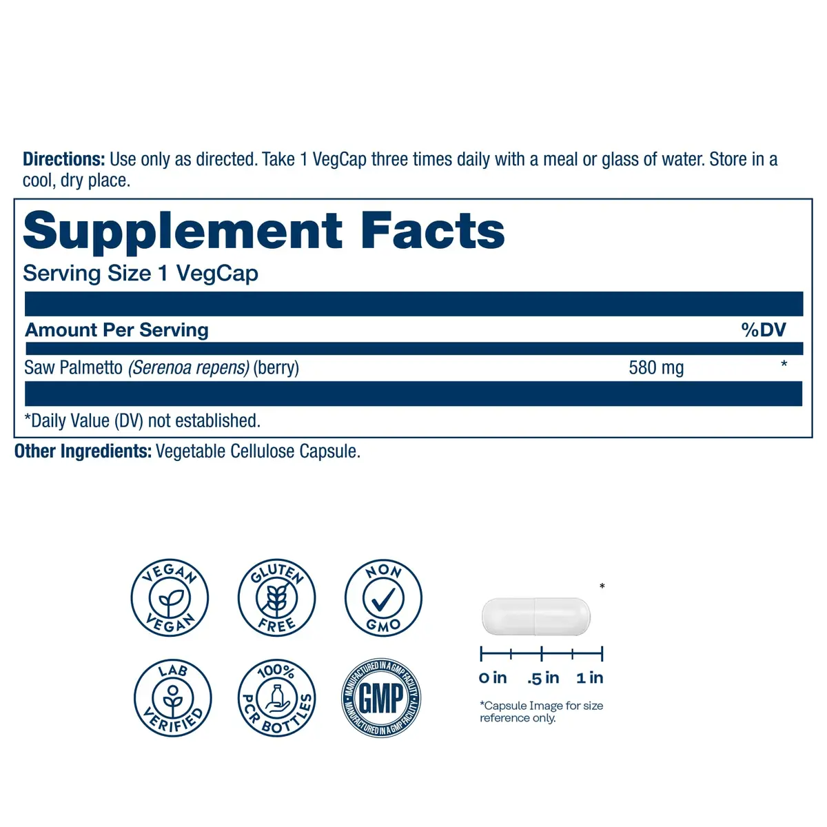 SOLARAY Saw Palmetto Berries 580 mg | Vegan, Gluten-Free Herbal Supplement for Men & Women (360 VegCaps) - view 2