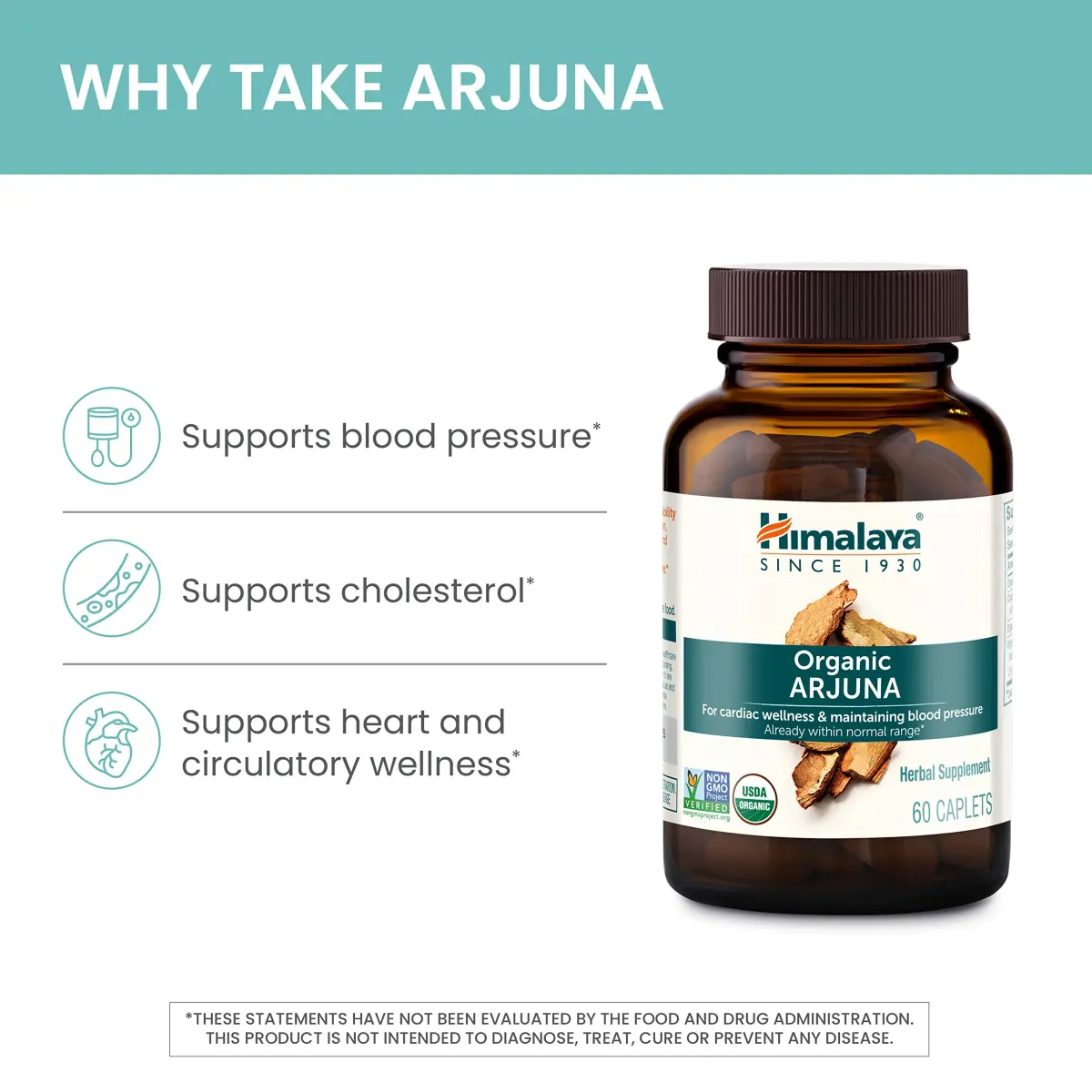 Himalaya USDA Organic Arjuna Capsules, Heart Health, 700 mg (60 Caplets) | Supports Cardiovascular System - view 4