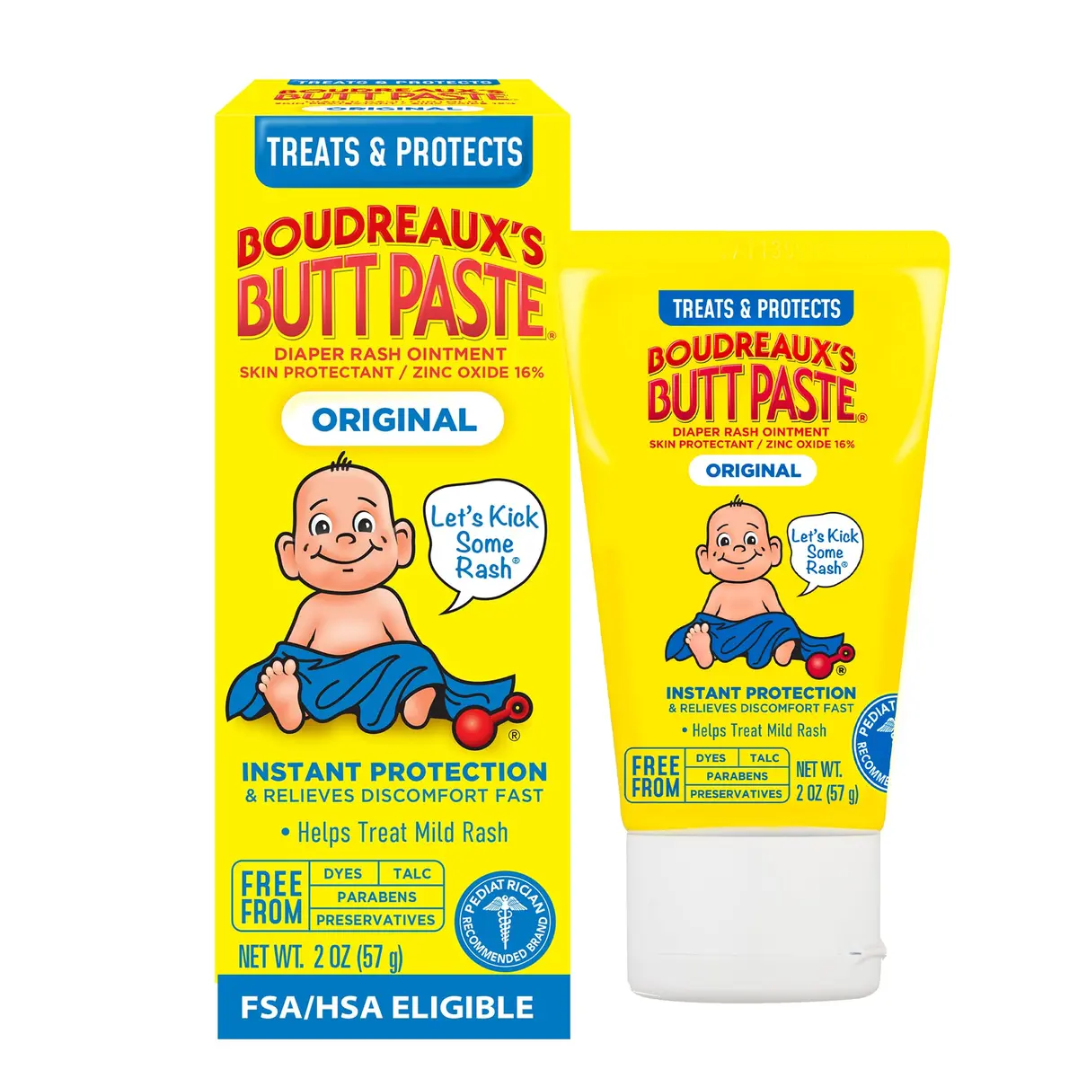 Boudreaux's Butt Paste Diaper Rash Cream 59ml (2 oz) | Dermatologist-Tested Skin Protectant - main product image