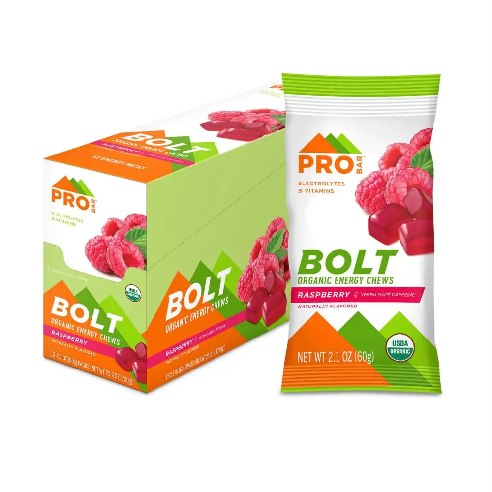 PROBAR Bolt Organic Energy Chews, Raspberry 12 Count | Gluten-Free, USDA Organic, Natural Fuel - main product image