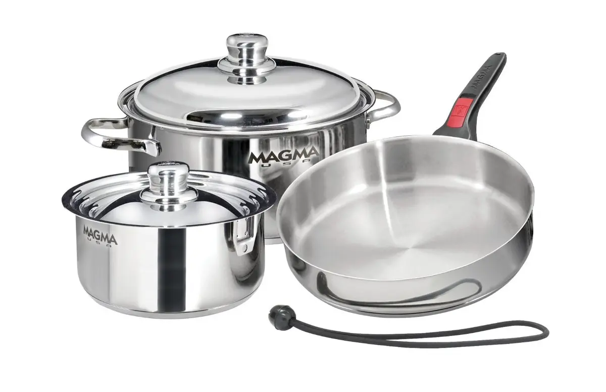 MAGMA 7 Piece Stainless Steel Nesting Cookware Set | Space-Saving, Induction Compatible, Oven Safe to 500°F - view 2