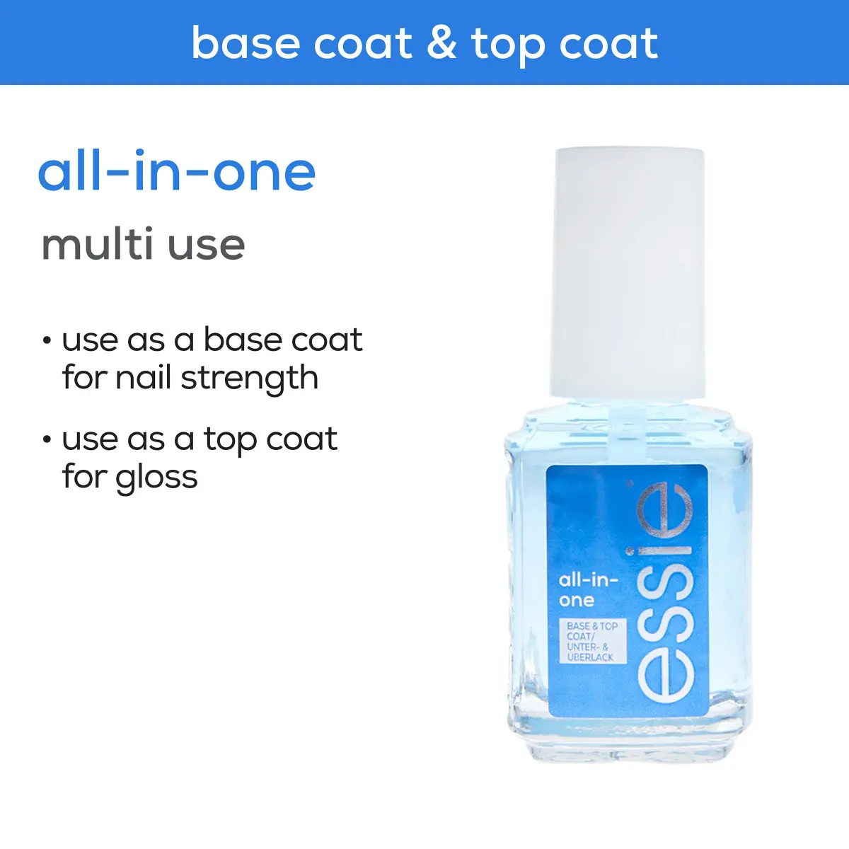 essie All-In-One Base Coat + Top Coat + Strengthener Nail Polish 13.5ml (0.46 Fl Oz) | Argan Oil Infused - view 5