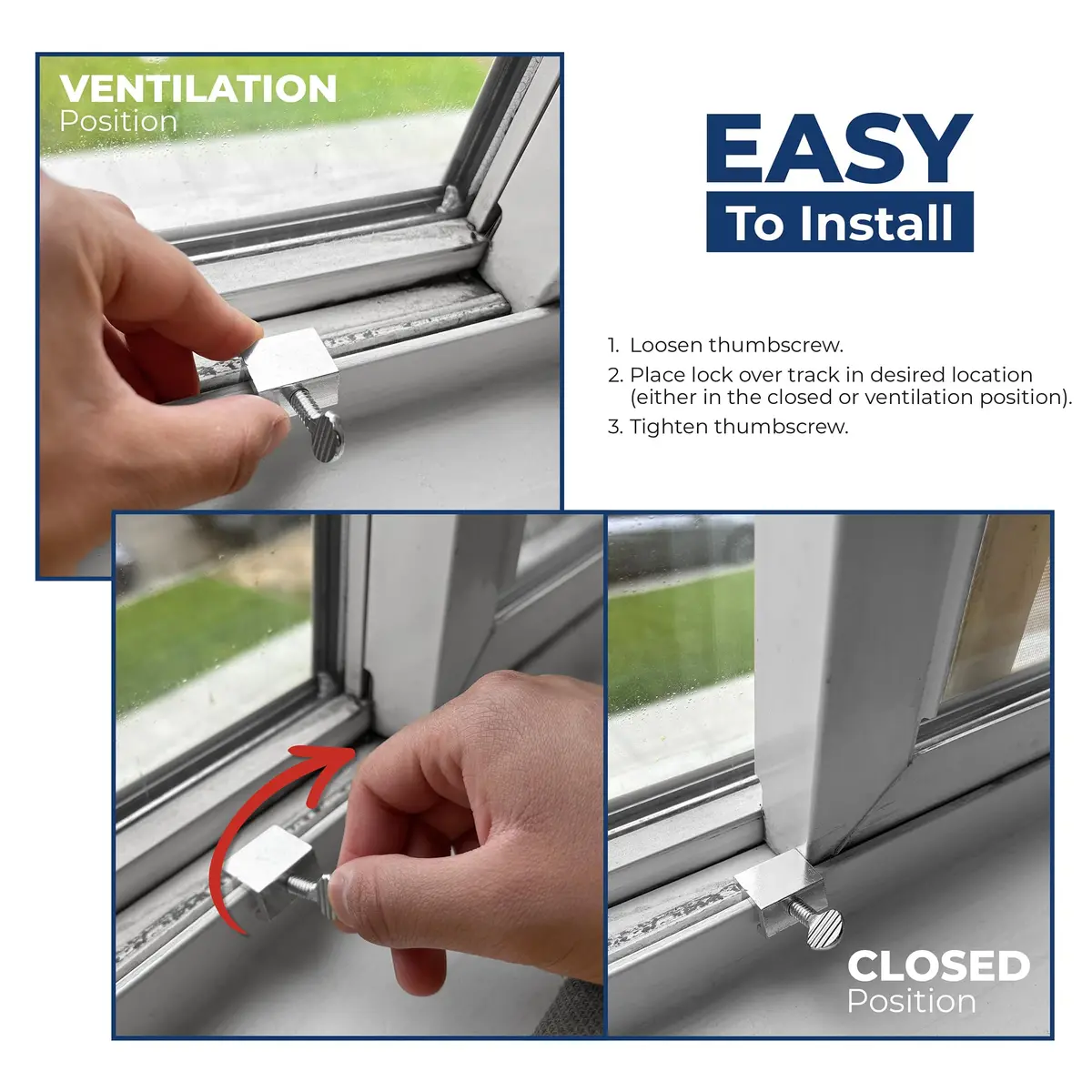 Prime-Line Sliding Window Security Lock for 1/8 in. Rail, Aluminum (4 Pack) | Secure & Ventilate Windows - view 3