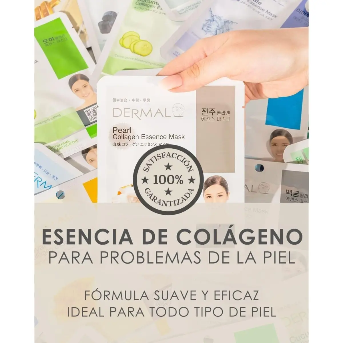 DERMAL 16 Collagen Korean Essence Sheet Mask Variety Pack, 23ml (0.78 Fl Oz) | Hydrating, Soothing, Brightening - view 3