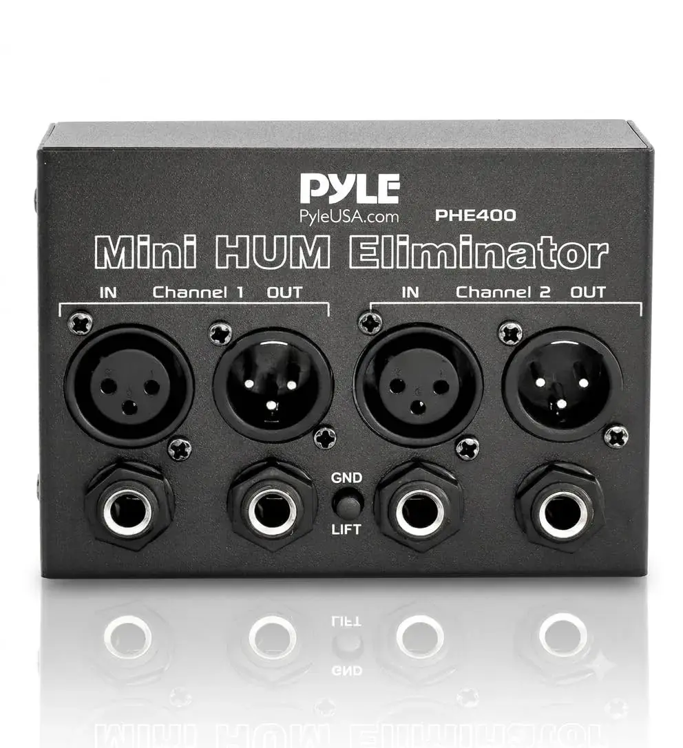 Pyle Compact Mini Hum Eliminator Box - 2 Channel Passive Ground Loop Isolator with 1/4" TRS Phone & XLR Input/Output - main product image