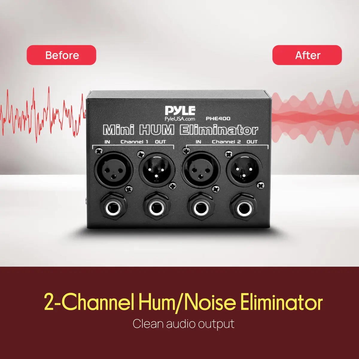 Pyle Compact Mini Hum Eliminator Box - 2 Channel Passive Ground Loop Isolator with 1/4" TRS Phone & XLR Input/Output - view 3