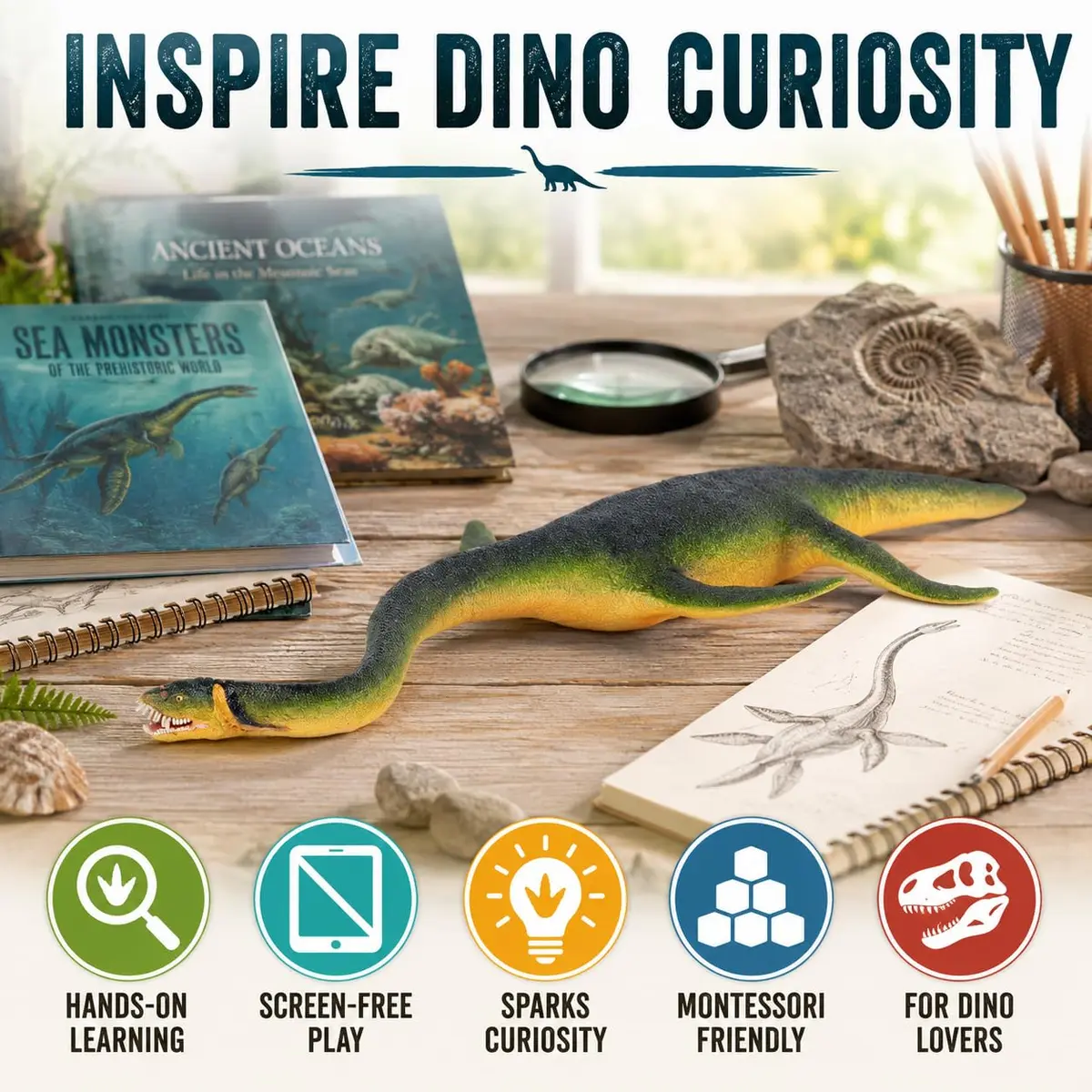 Safari Ltd. Elasmosaurus Figurine - Detailed 10" Marine Dinosaur - Educational Toy for Kids 3+ - view 5