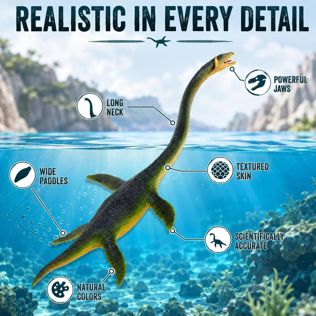 Safari Ltd. Elasmosaurus Figurine - Detailed 10" Marine Dinosaur - Educational Toy for Kids 3+ - view 4