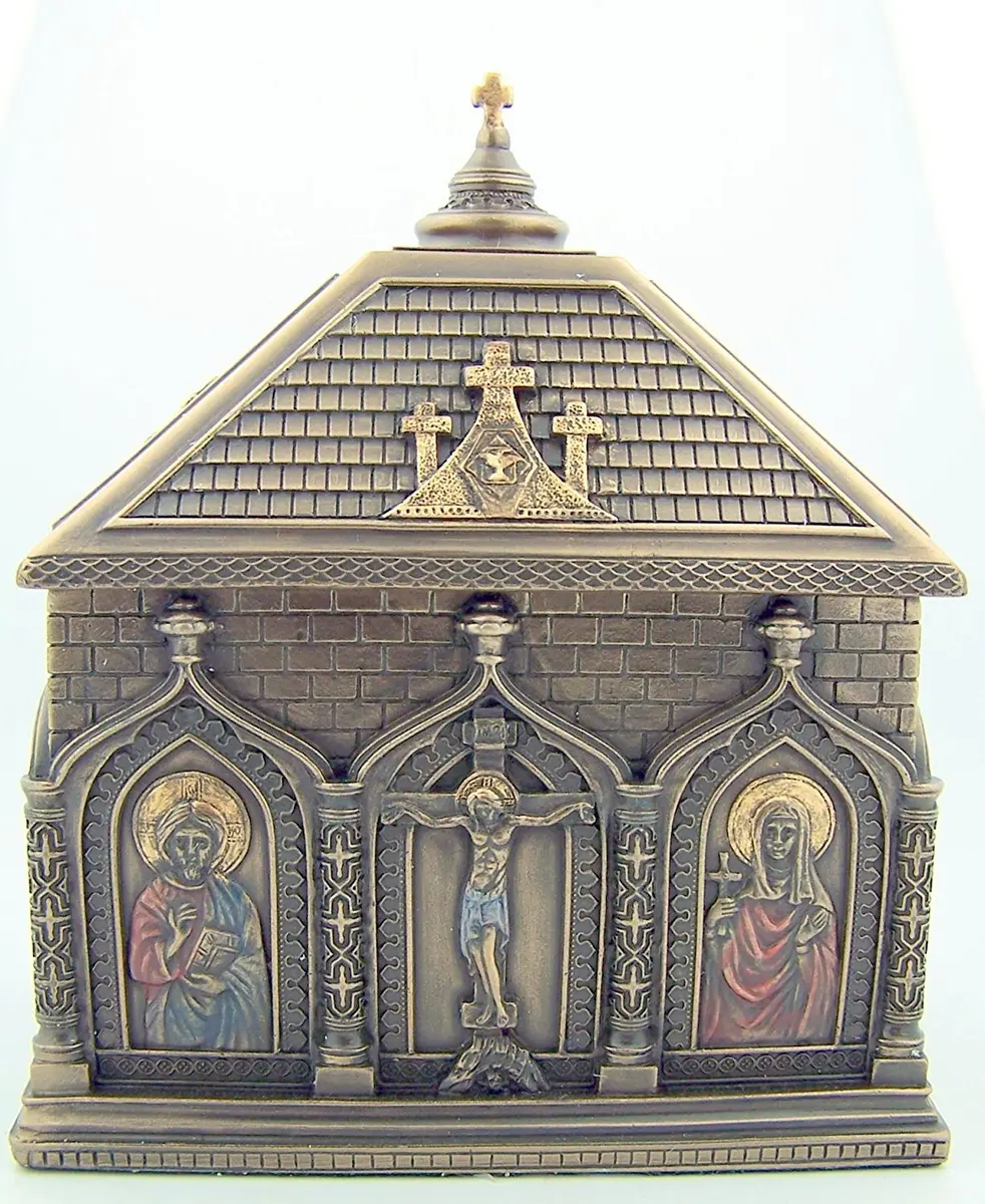 Needzo Religious Gifts Cold Cast Bronze Rosary Keepsake Trinket Box 19 cm (7.4 x 4.7 x 7.6 inches) | Sacred Catholic Home Decor - view 4