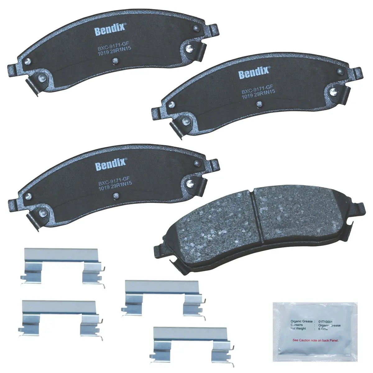 Bendix Priority1 CFC1019 Ceramic Front Brake Pads for Cadillac CTS 2006-2007, SRX 2004-2009, STS 2005-2008, Pontiac Bonneville 2004-2005 | OE Fit & Quiet - main product image
