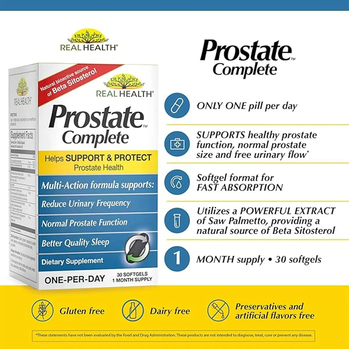 Real Health Prostate Complete - Prostate Health Supplements for Men, 30 Ct | Supports Healthy Prostate & Urinary Flow - view 2