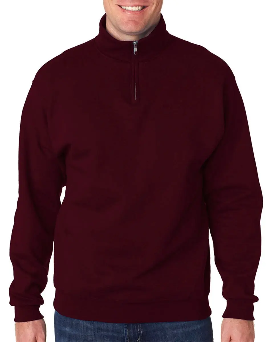Jerzees NuBlend 1/4-Zip Cadet Collar Sweatshirt Maroon Medium | Warm & Durable Fleece for Indian Winters - main product image