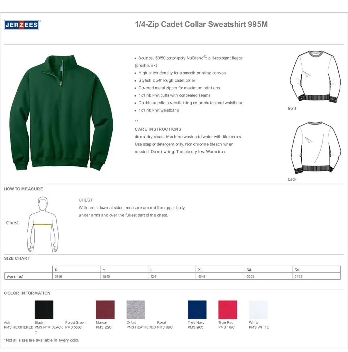 Jerzees Men's NuBlend Quarter Zip Cadet Collar Sweatshirt Small Maroon | Heavyweight Cotton-Poly Blend - view 5