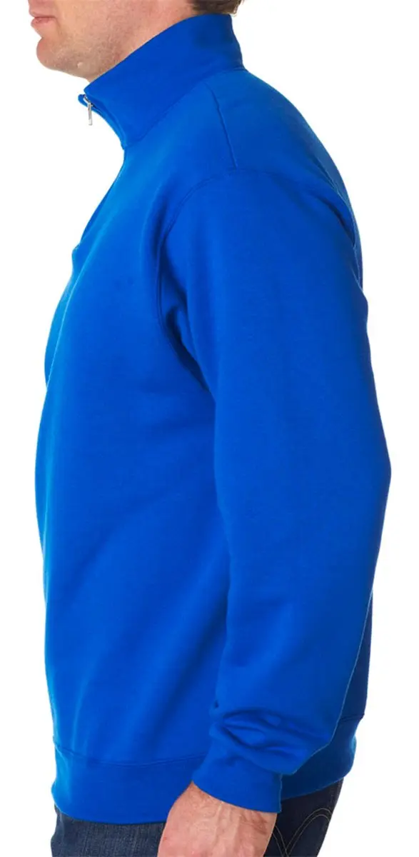 Jerzees Men's NuBlend Quarter Zip Cadet Collar Sweatshirt Small Maroon | Heavyweight Cotton-Poly Blend - view 2