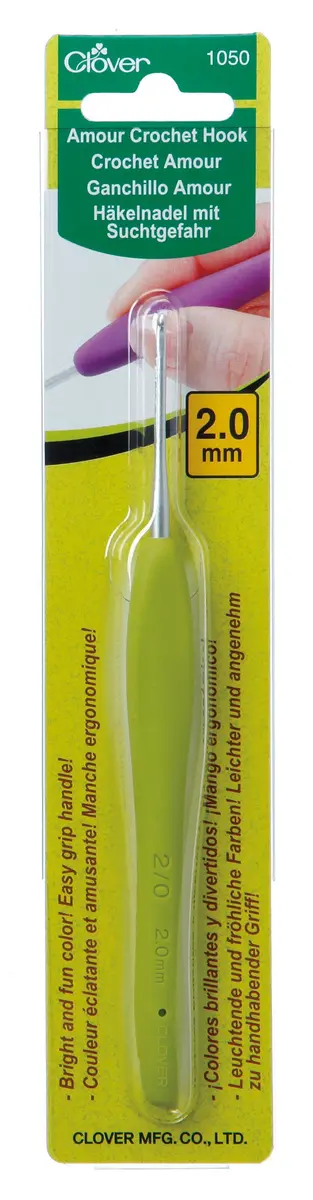 Clover Amour Crochet Hook 2.0mm Metal Green | Bright, Easy Grip for Smooth Crocheting - view 2