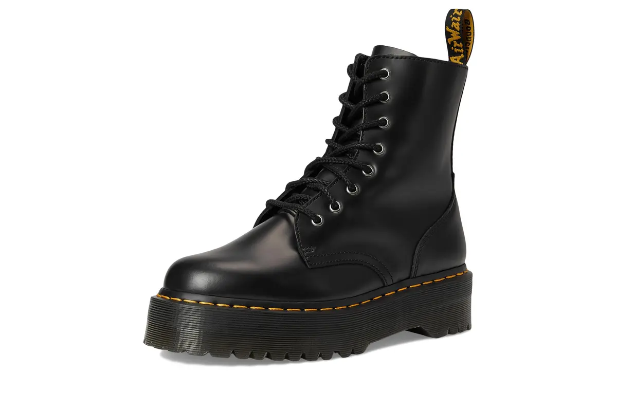 Dr. Martens Jadon 8-Eye Leather Platform Boot for Men and Women, Black Polished Smooth, 6 US Women/5 US Men | Edgy, Durable & Iconic - main product image