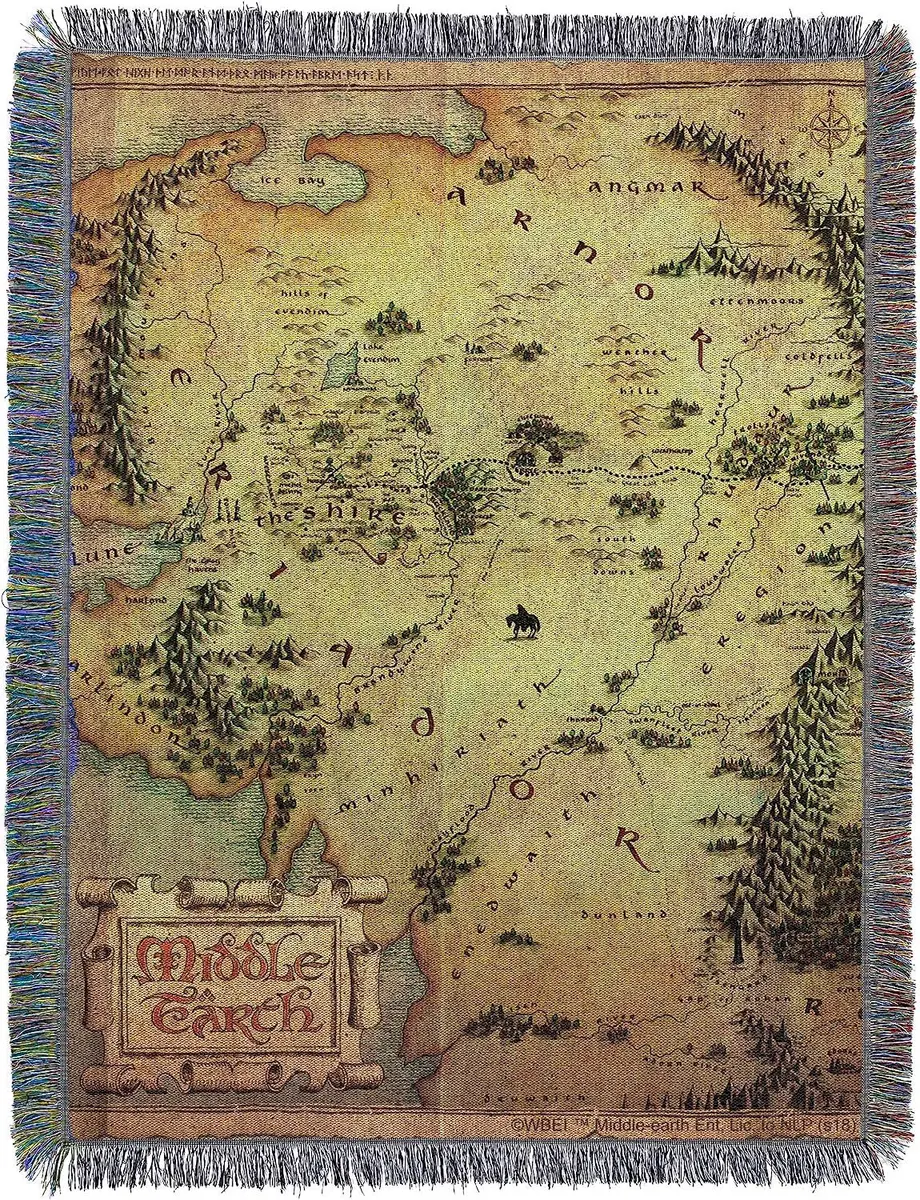 Northwest Lord of the Rings The Hobbit Middle Earth Woven Tapestry Throw Blanket, Soft and Durable, 48 x 60 Inch - main product image