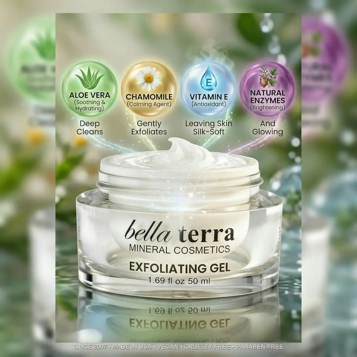 Bellaterra Cosmetics Mineral Exfoliating Gel 50ml | Gentle Vegan Face Exfoliator for All Skin Types - view 3