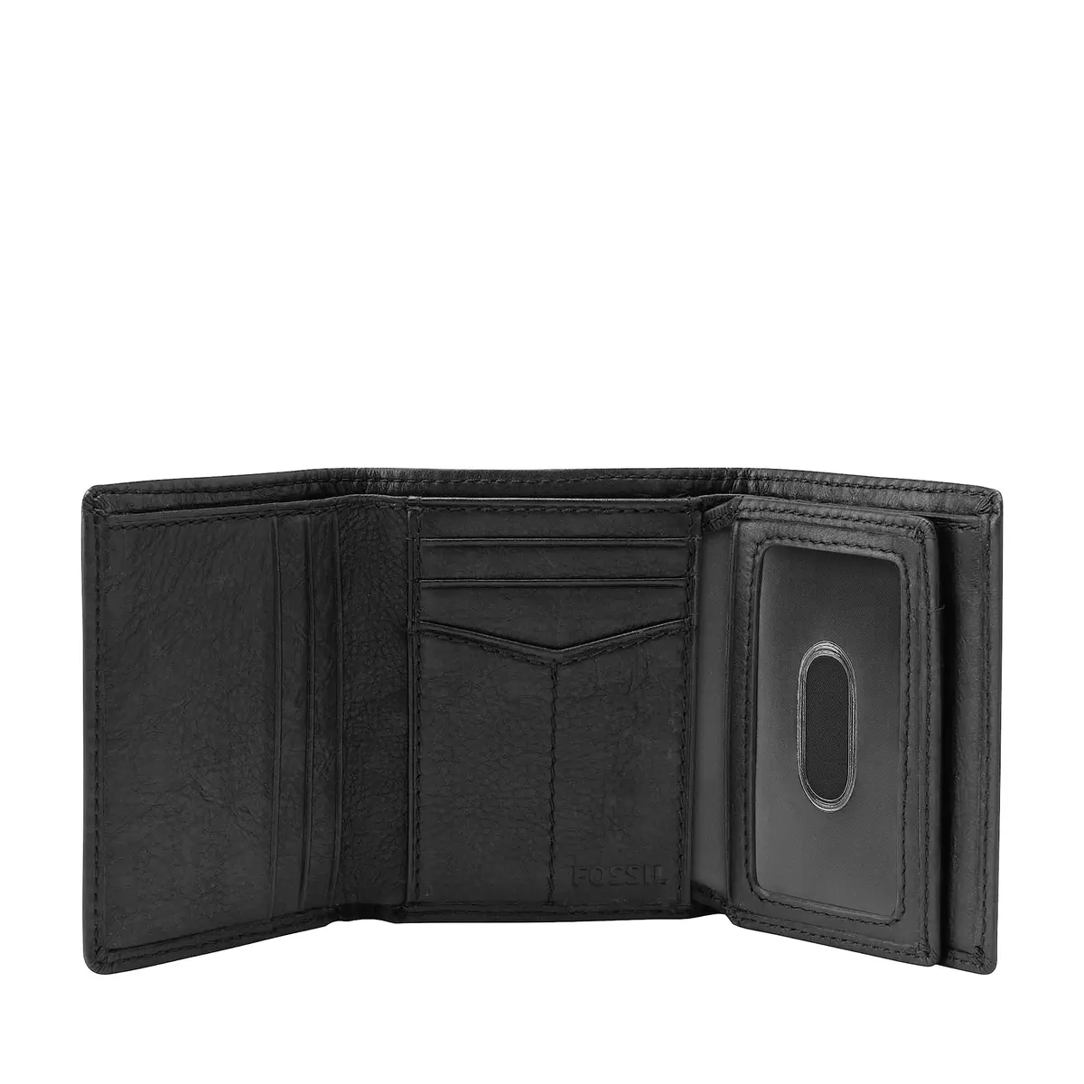 Fossil Men's Ingram Leather Trifold Wallet with ID Window | Classic Black Leather Slim Design - view 3