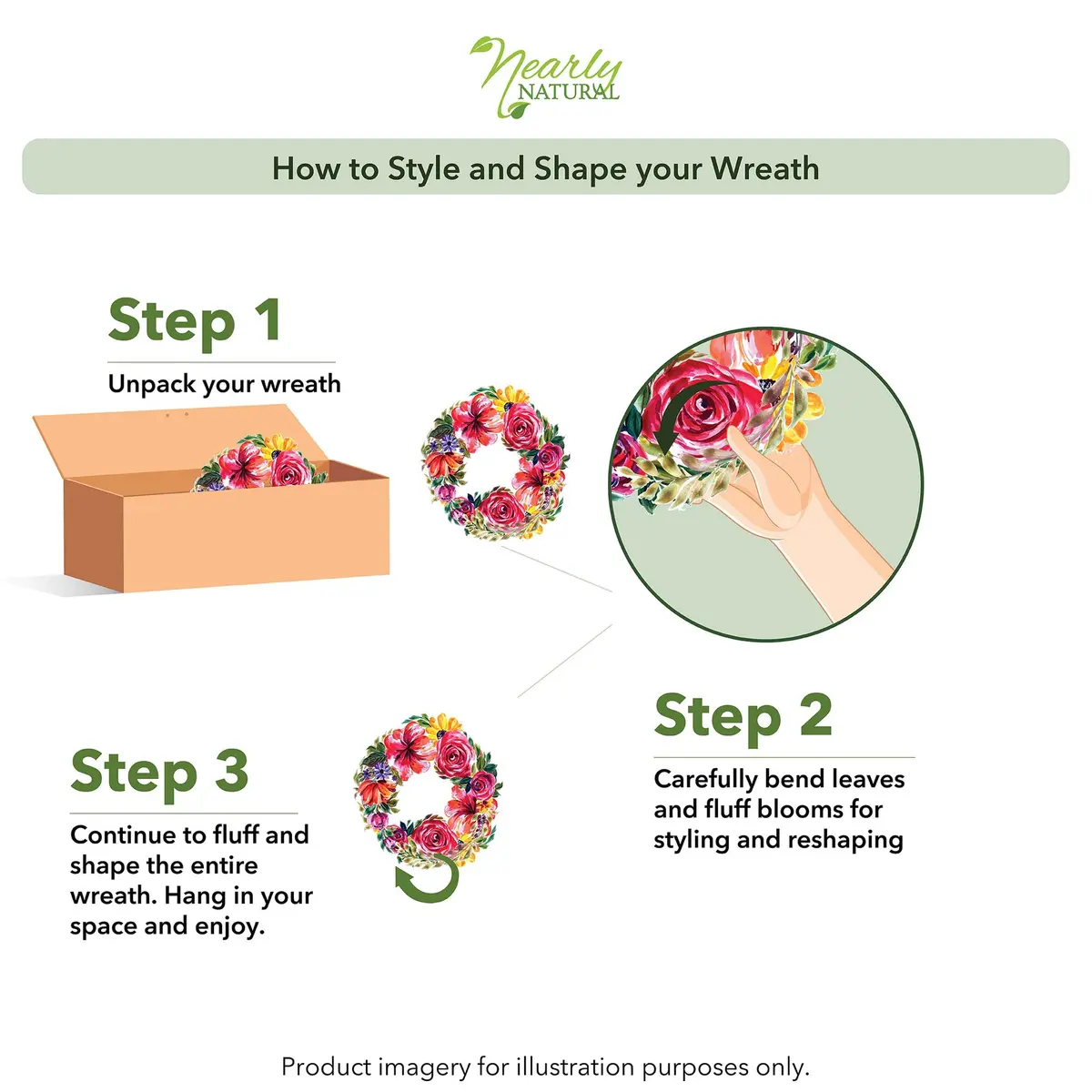 Nearly Natural 24 in Artificial Peony Wreath for Front Door Decor | Spring & Year-Round Elegance - view 4
