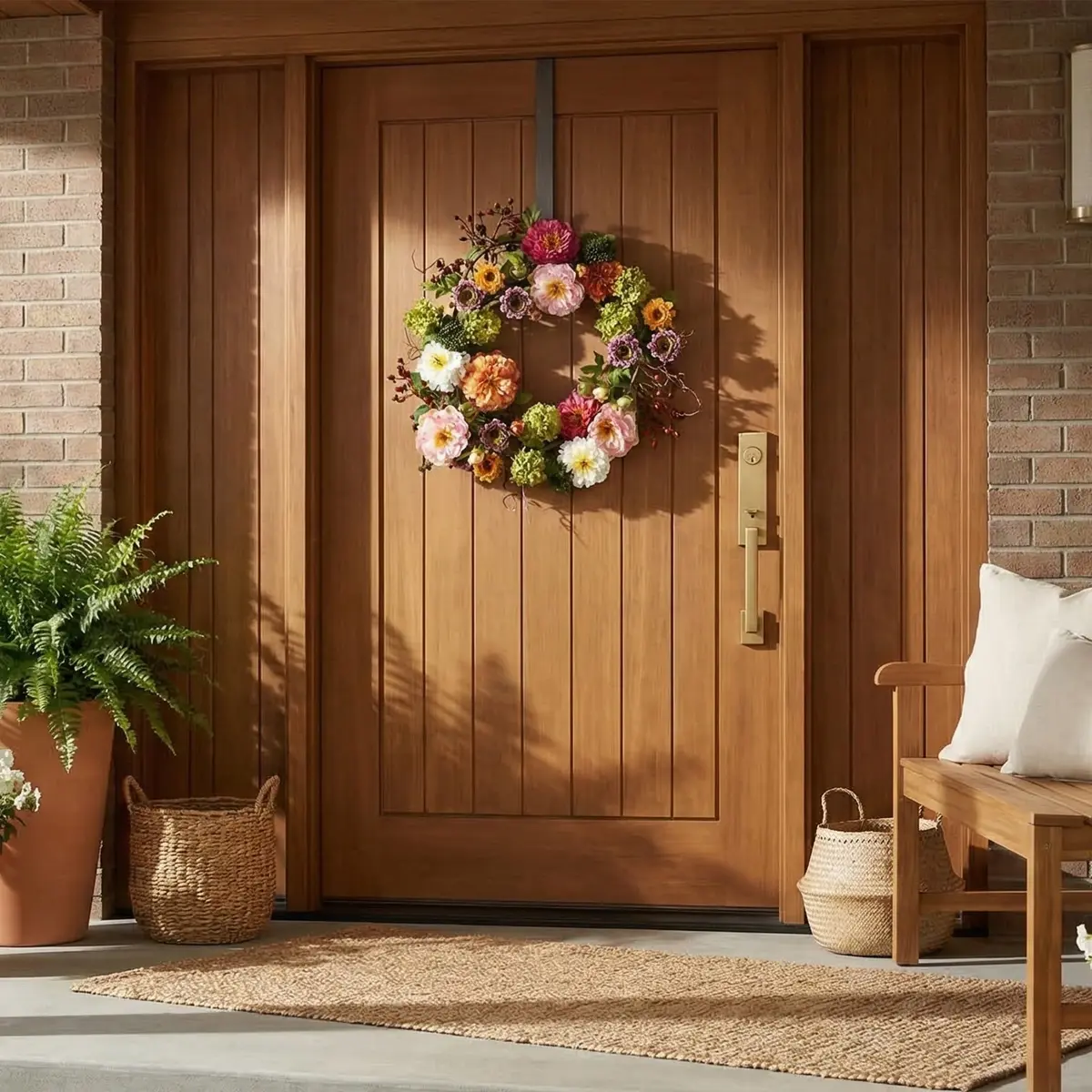 Nearly Natural 24 in Artificial Peony Wreath for Front Door Decor | Spring & Year-Round Elegance - view 6