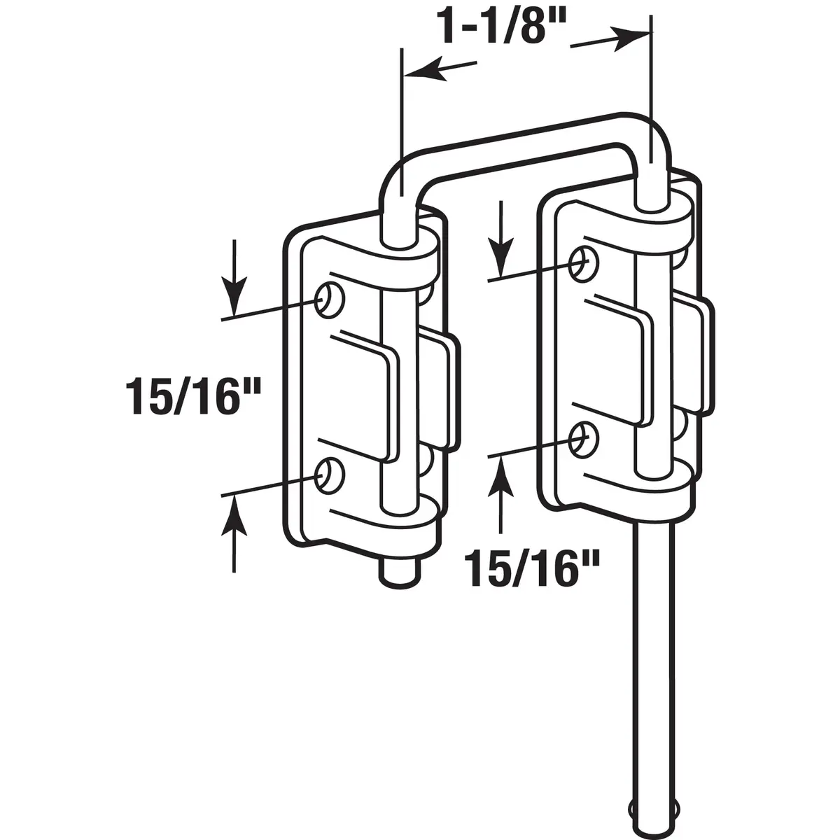 Defender Security U 9846 Patio Sliding Door Loop Lock, 1-1/8 in. Hardened Steel Bar with Nickel Finish - view 2