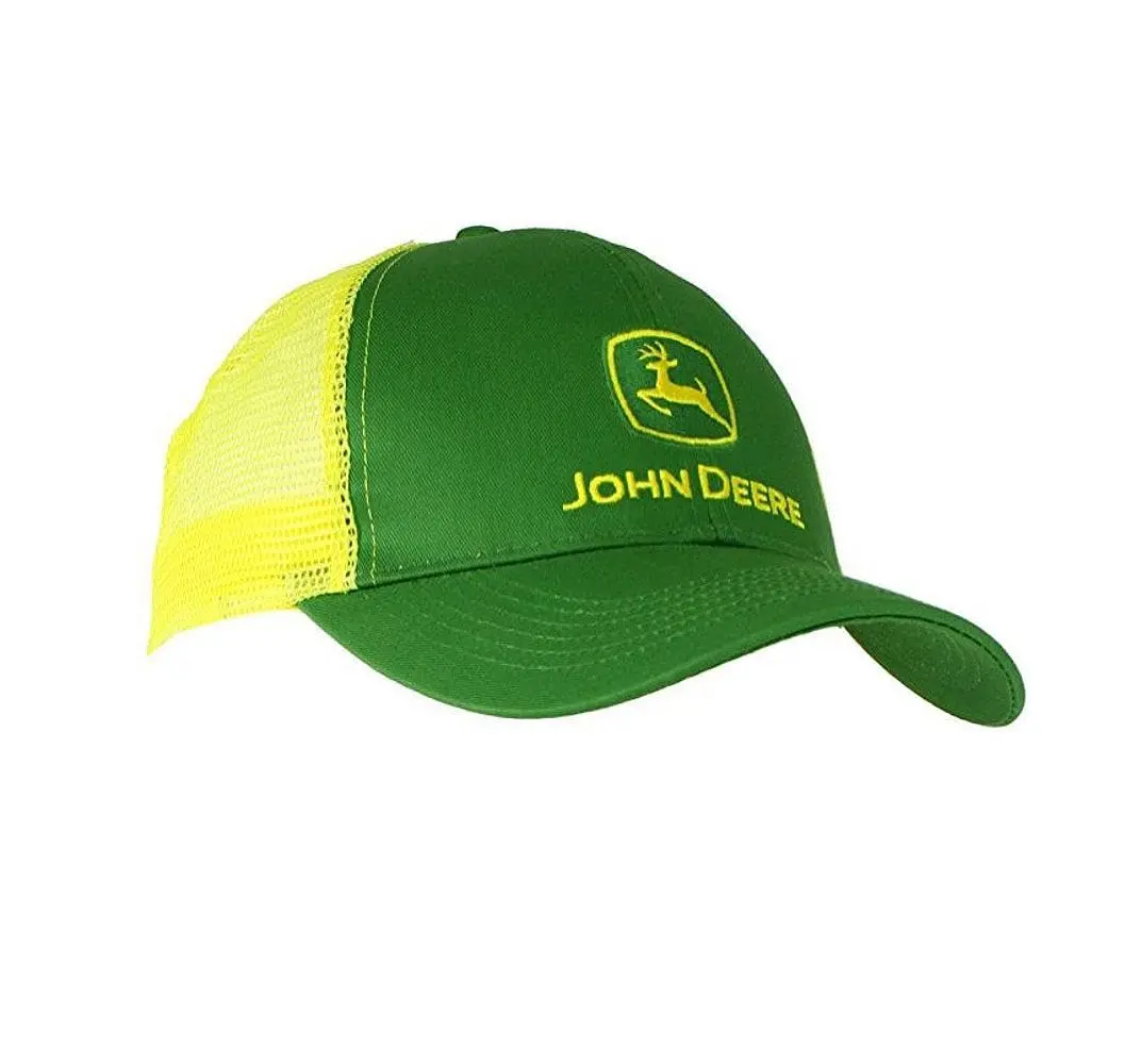 John Deere Embroidered Logo Mesh Back Baseball Hat - One-Size - Men's - Yellow | Classic structured cap with adjustable fit - main product image