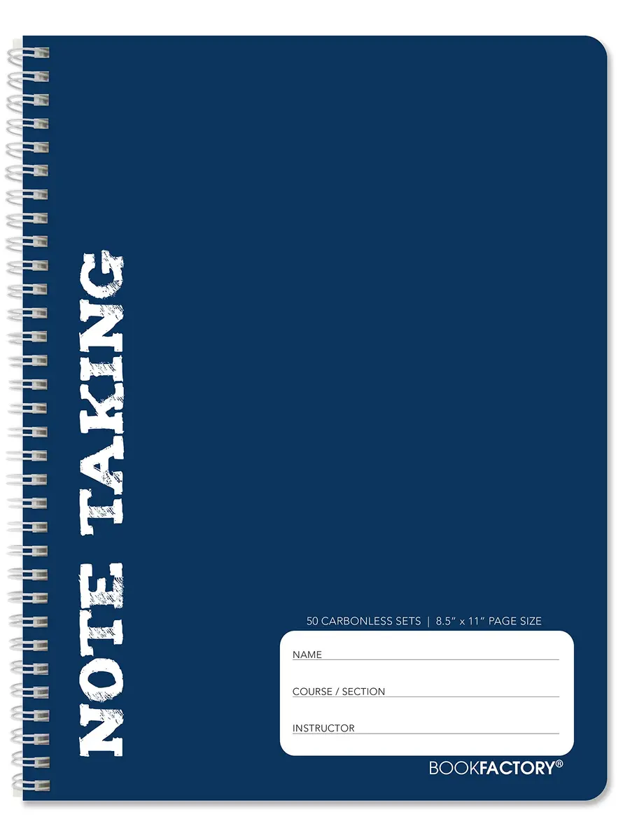 BookFactory Note Taking Notebook 8.5" x 11" (21.6cm x 27.9cm) 100 Sheets | Carbonless Duplicate Pages - main product image