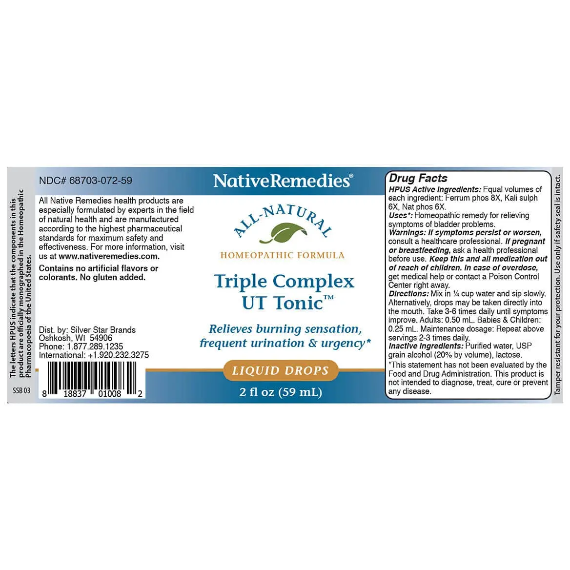 Native Remedies Triple Complex UT Tonic 2 Fl Oz | Supports Urinary & Bladder Comfort - view 5