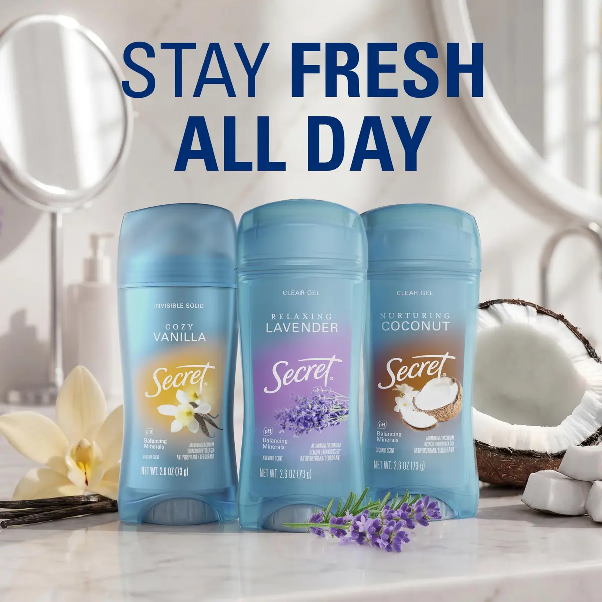 Secret Fresh Antiperspirant Deodorant for Women, 2.6 oz | 72hr Breathable Sweat & Odor Control - view 9