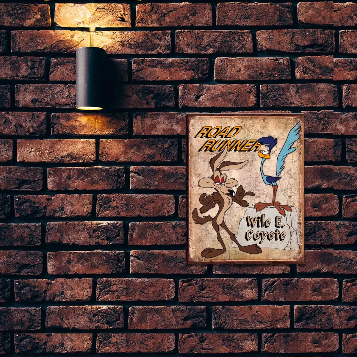 Desperate Enterprises Road Runner & Wile E Coyote Tin Sign - Vintage Metal Wall Decor - Made in USA - view 5