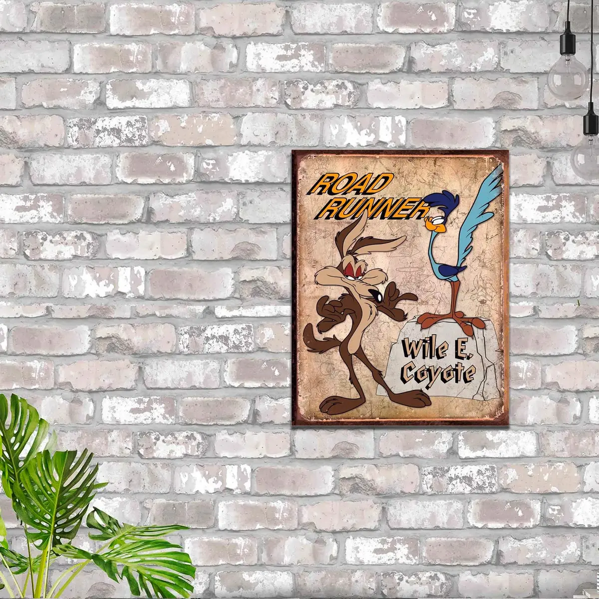 Desperate Enterprises Road Runner & Wile E Coyote Tin Sign - Vintage Metal Wall Decor - Made in USA - view 4