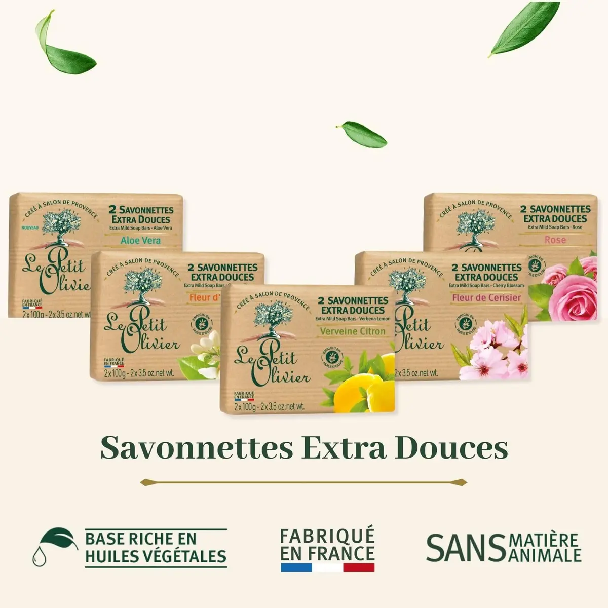 Le Petit Olivier Extra Mild Rose Soap Bars 2 x 3.5 oz | Enriched with Olive Oil & Natural Extracts - view 5
