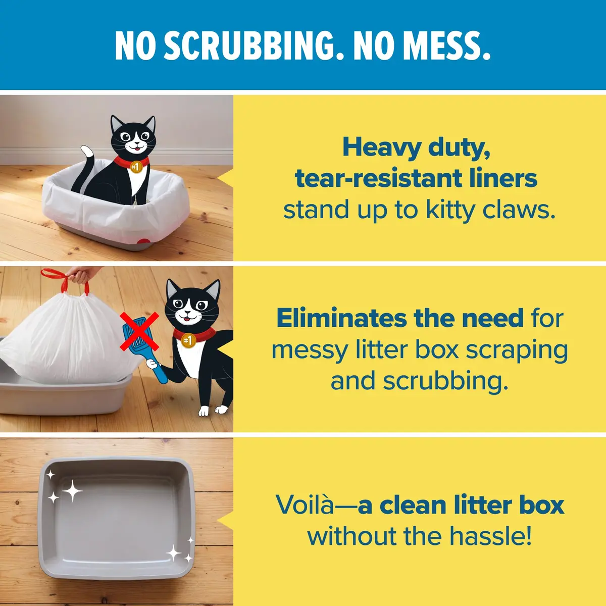 Jonny Cat Heavy Duty Jumbo Litter Box Liners 5 Count (36in x 18in) | Tear & Leak Resistant Drawstring Bags - view 5