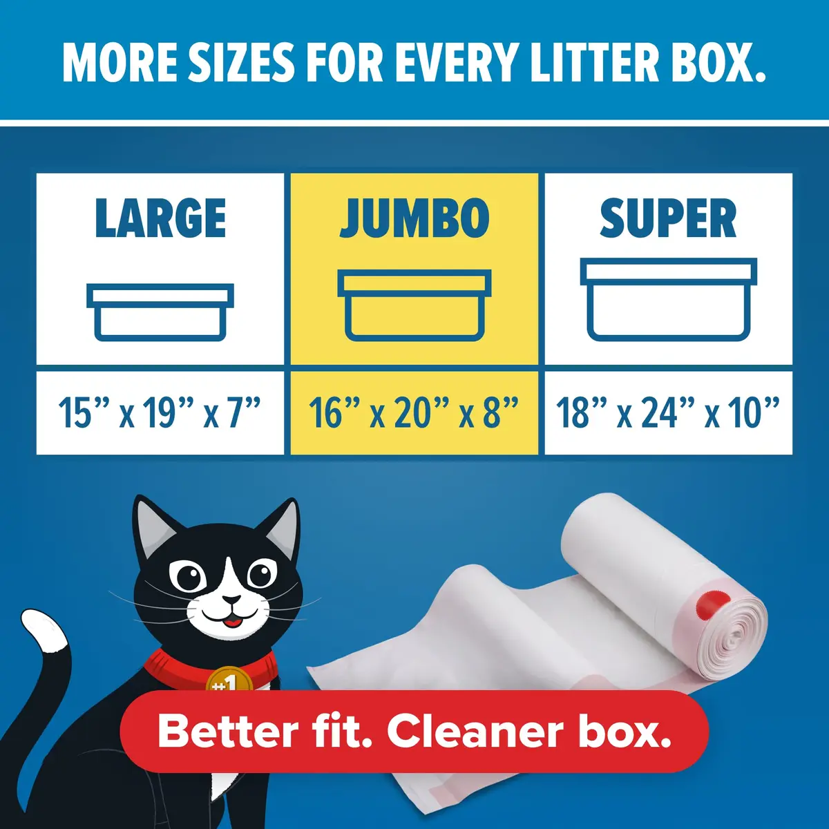 Jonny Cat Heavy Duty Jumbo Litter Box Liners 5 Count (36in x 18in) | Tear & Leak Resistant Drawstring Bags - view 2