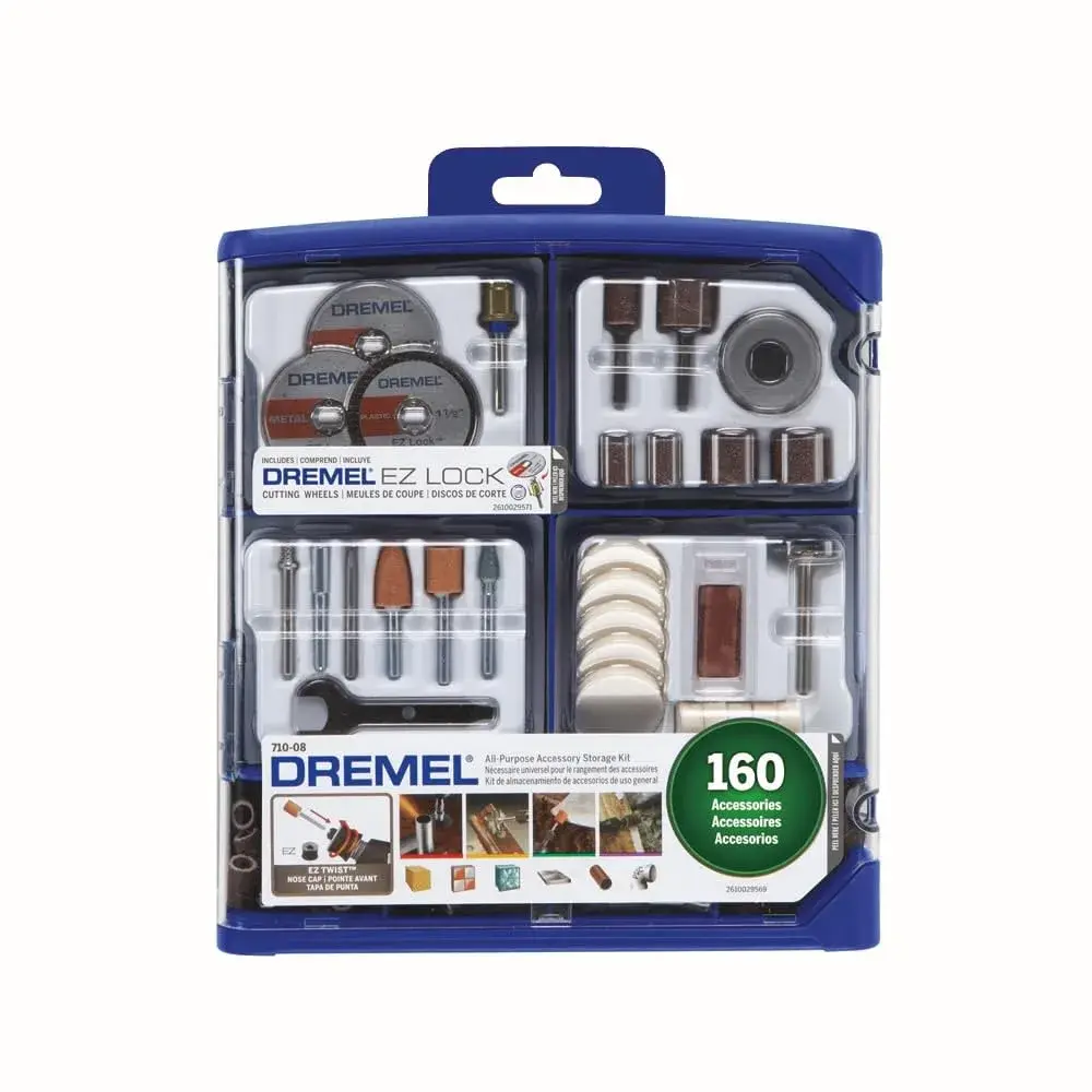 Dremel 160-Piece Rotary Tool Accessory Kit with EZ Lock Technology | 1/8" Shank, Storage Case, Cutting Bits, Polishing Wheel, Sanding Drums - main product image