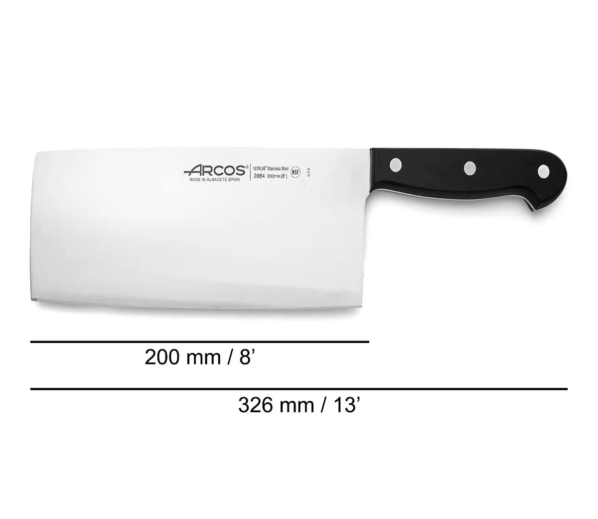 Arcos Cleaver Knife 8 Inch Nitrum Stainless Steel | Heavy-Duty Kitchen Tool for Pro & Home Use - view 3