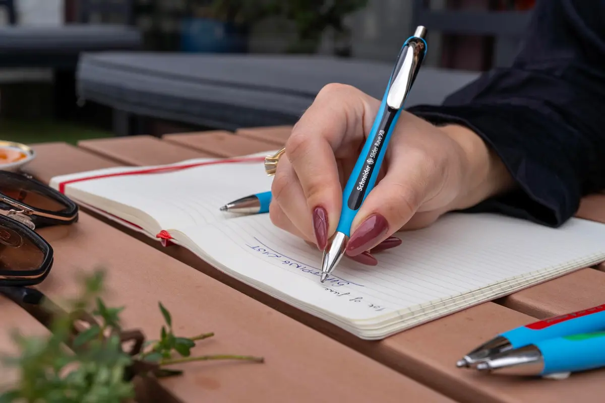 Schneider Slider Rave XB Ballpoint Pen, 1.4mm Extra Broad, Light Blue Barrel, Black Ink, Box of 5 Pens | Smooth Viscoglide Ink - view 3