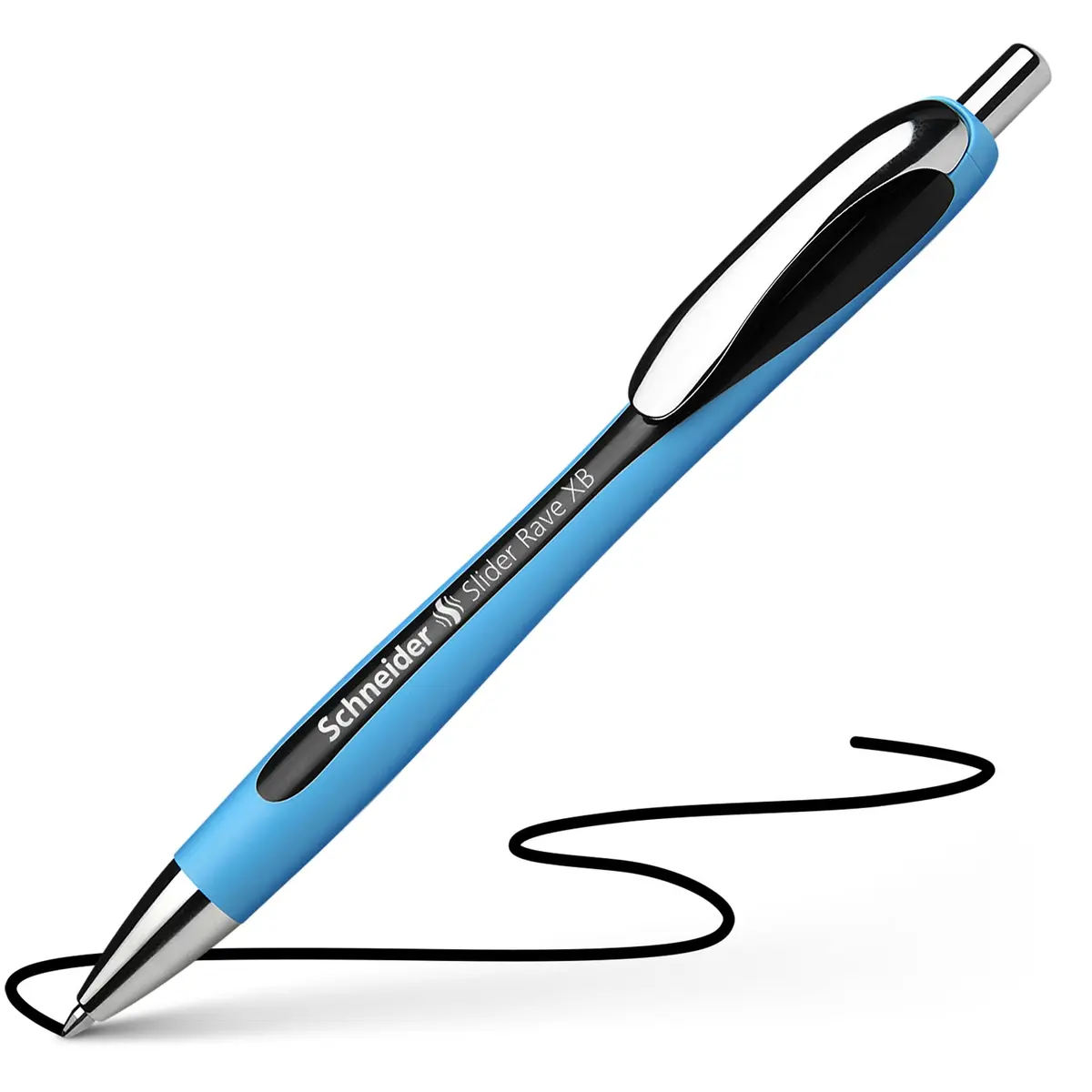 Schneider Slider Rave XB Ballpoint Pen, 1.4mm Extra Broad, Light Blue Barrel, Black Ink, Box of 5 Pens | Smooth Viscoglide Ink - view 4
